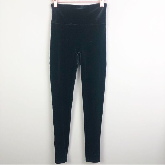 SPANX | Black Velvet Leggings High Waist Full Length Women’s Size Medium NWOT - Picture 3 of 9